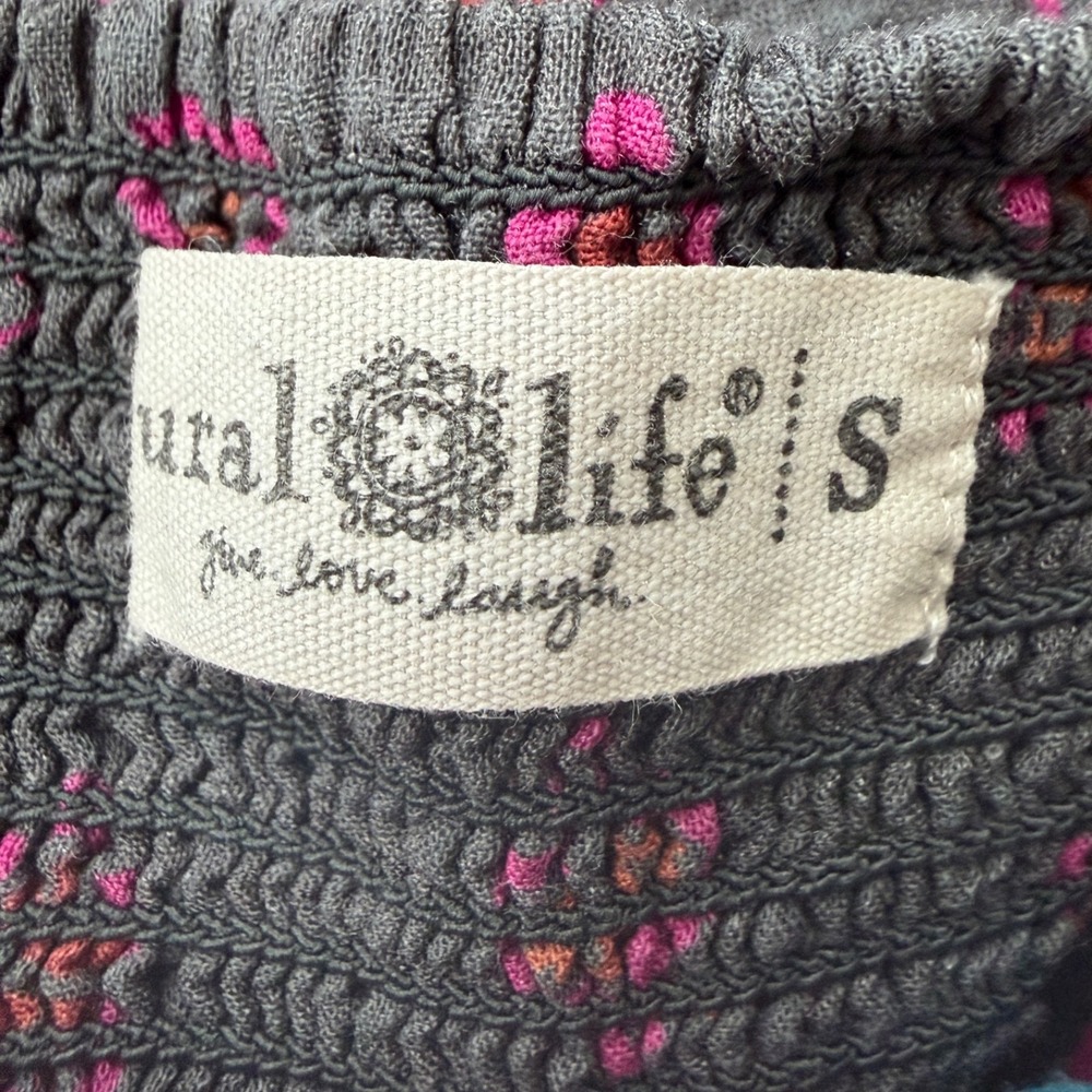 Natural Life Paisley Floral Maxi Dress Small Charcoal Pink Boho Button Front S - Picture 5 of 11